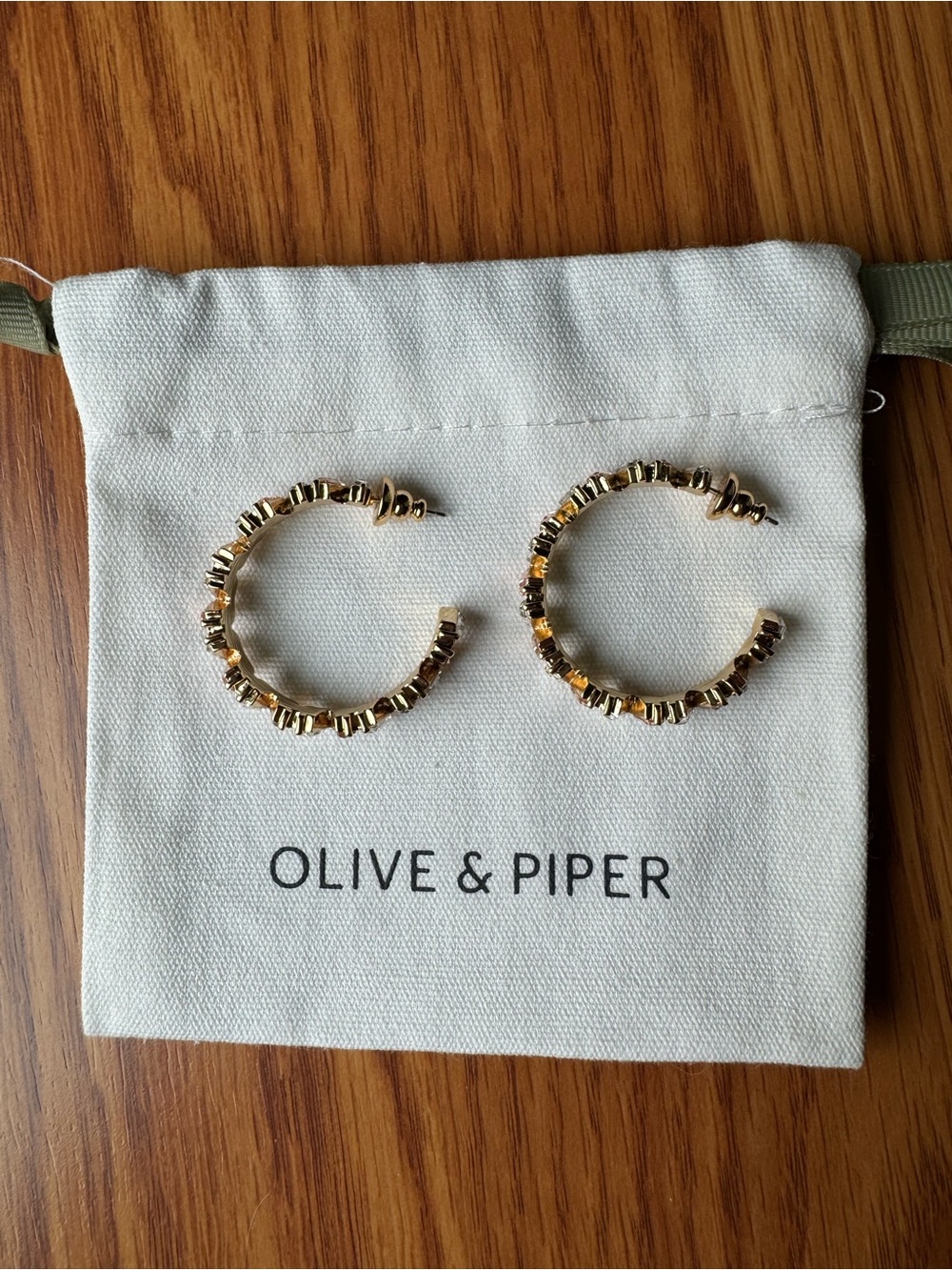Olive & Piper Gold Crystal Hoop Earrings